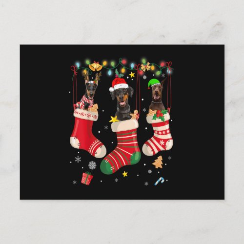 Doberman Dog Christmas Lights Shirt Funny Xmas Dog Postcard