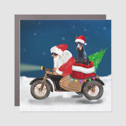 Doberman Dog Christmas Santa Claus   Car Magnet
