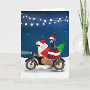 Doberman Dog Christmas Santa Claus   Card