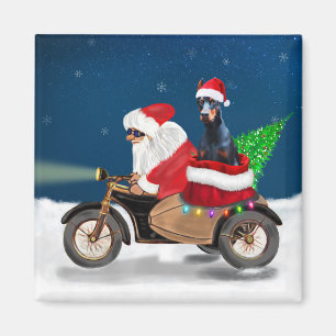 Doberman Dog Christmas Santa Claus  Magnet