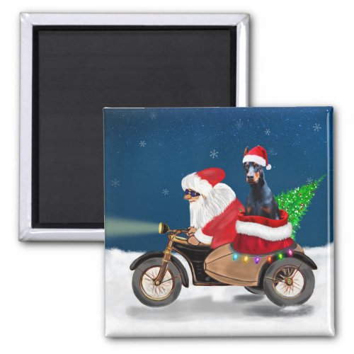 Doberman Dog Christmas Santa Claus  Magnet