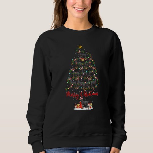 Doberman Dog Christmas Tree Lights  Doberman Xmas Sweatshirt