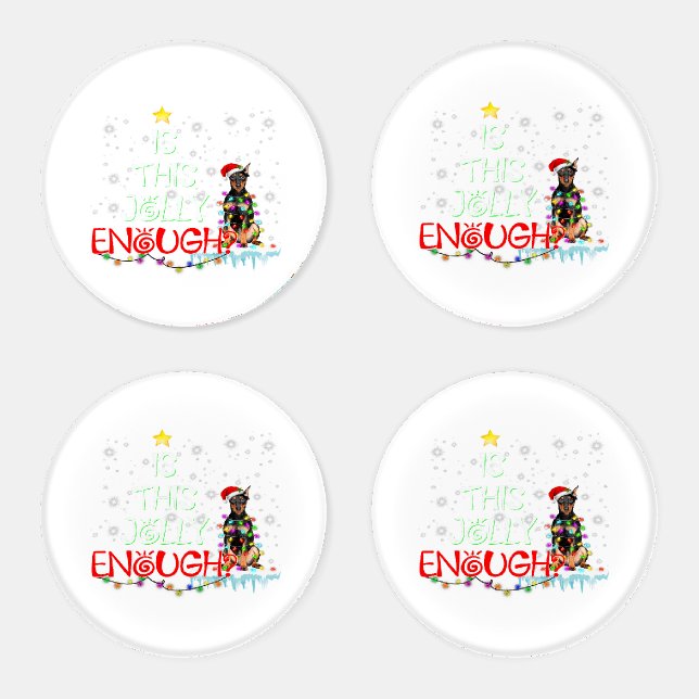 Doberman Dog Christmas Tree Santa Xmas Gift Coaster Set (Set)