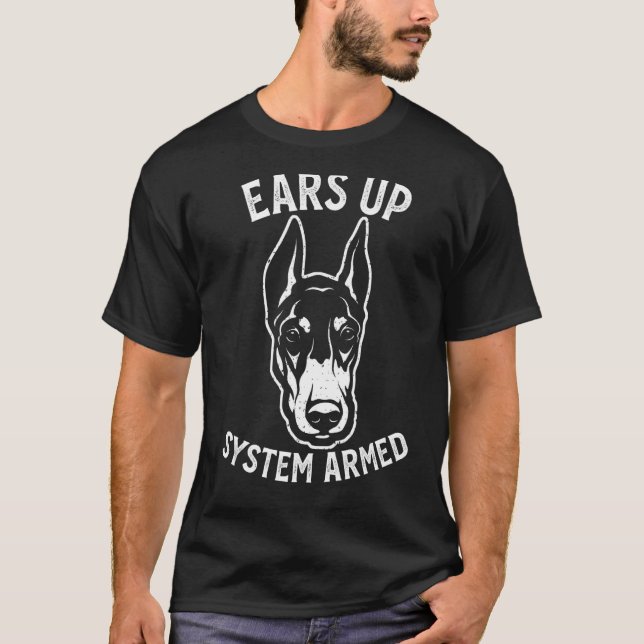 Doberman Dog  Cute ears up Puppy T-Shirt (Front)