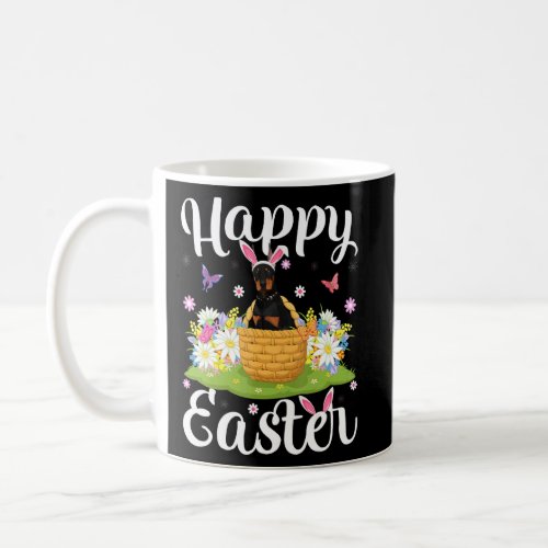 Doberman Dog Easter Egg Hunt Floral Doberman Easte Coffee Mug