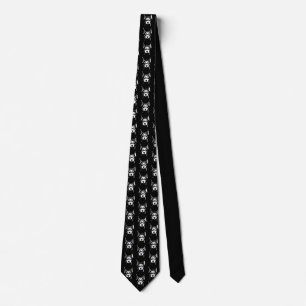 Doberman Dog Face B&W Pop Art Tiled Neck Tie
