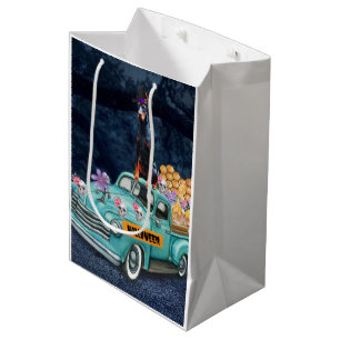 Doberman Dog Halloween Truck Scary Night Medium Gift Bag