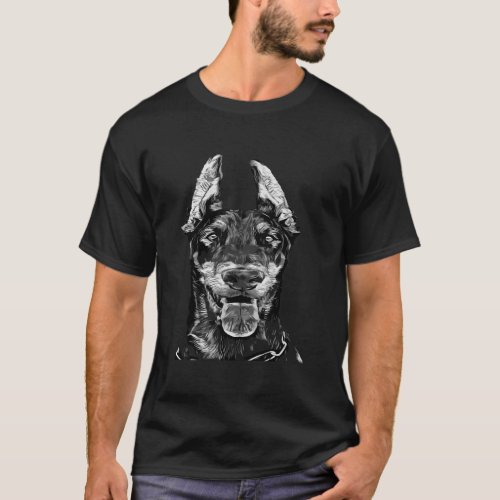 Doberman Dog Head T_Shirt