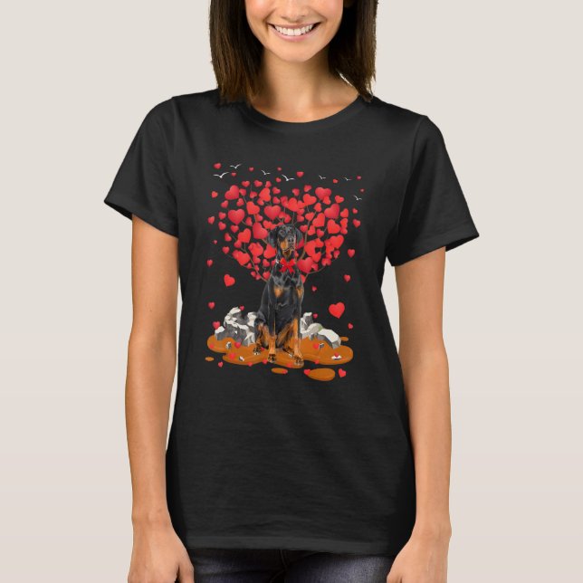 Doberman Dog Heart Valentines Day Dog Dad Dog Mom T-Shirt (Front)
