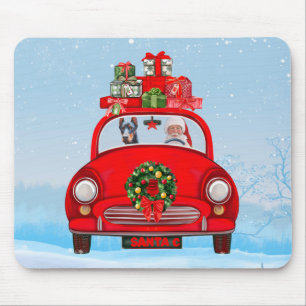 Doberman Dog In Car With Santa Claus Mouse Pad