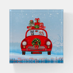Doberman Dog In Car With Santa Claus  Paperweight