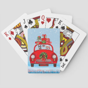 Doberman Dog In Car With Santa Claus Poker Cards