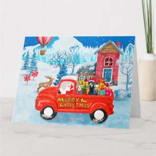 Doberman Dog in Christmas Delivery Truck Snow  Card