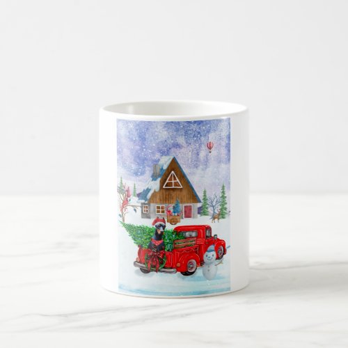 Doberman Dog In Christmas Delivery Truck Snow Coffee Mug
