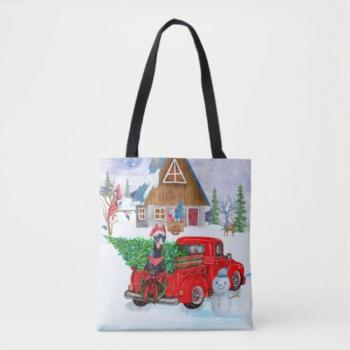 Doberman Dog In Christmas Delivery Truck Snow Tote Bag