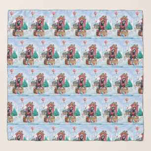 Doberman Dog In snow Christmas Dog House Scarf