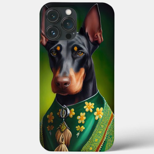 Doberman Dog in St Patricks Day Dress iPhone 13 Pro Max Case