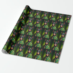 Doberman Dog in St. Patrick's Day Dress Wrapping Paper