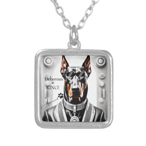 Doberman Dog Jewelry Canine Animal    Silver Plated Necklace