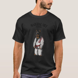 Doberman Dog Judo Karate Master In White Judogi 1 T-Shirt