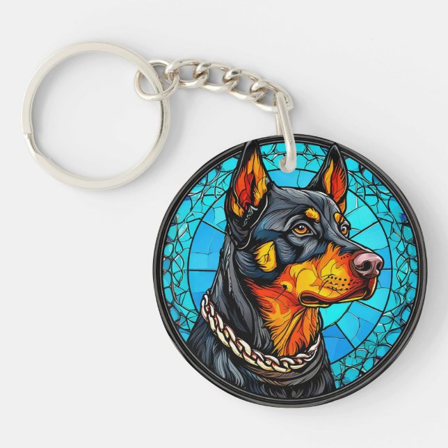 Doberman dog keychain (Front)