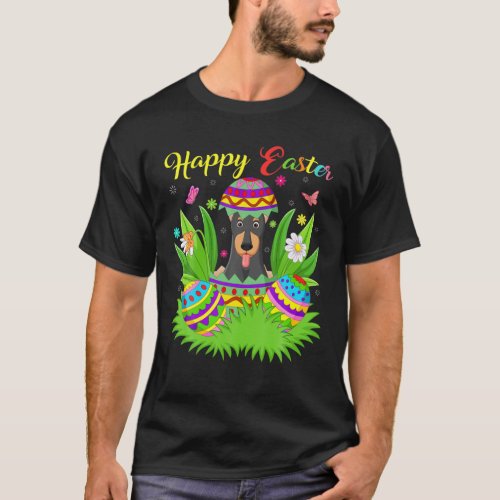 Doberman Dog Lover Floral Easter Egg Funny Doberma T_Shirt
