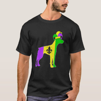 Doberman Dog Mardi Gras Carnivals Funny Puppy Jest T-Shirt