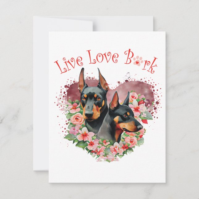Doberman Dog Mom Floral Note Card (Front)
