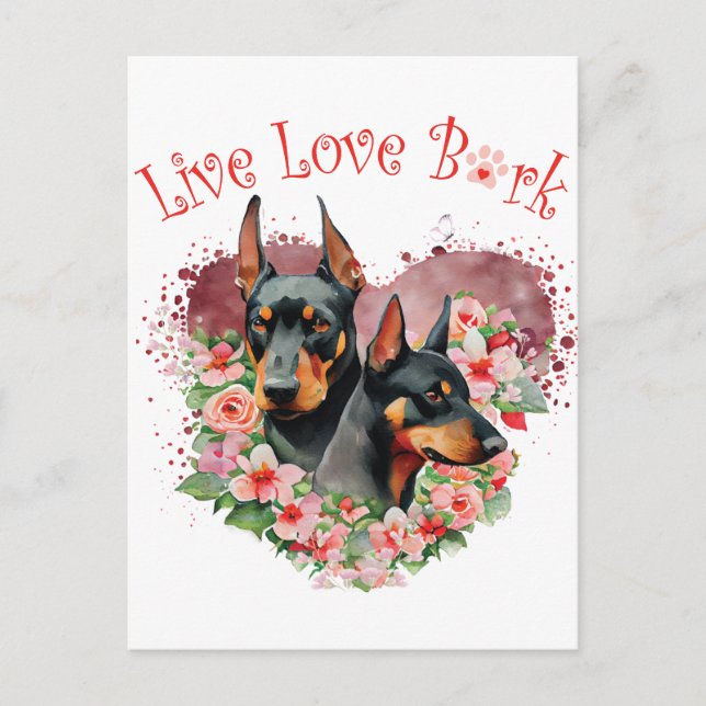 Doberman Dog Mom Floral Postcard (Front)
