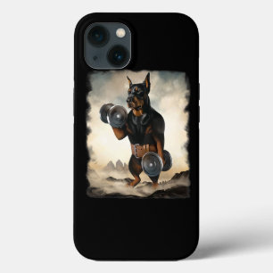 Doberman Dog Muscle Training Weightlifting with Du iPhone 13 Case