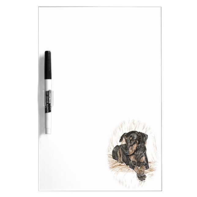 Doberman Dog Natural Ears Dry Erase Board (Front)