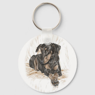 Doberman Dog Natural Ears for Keys Keychain
