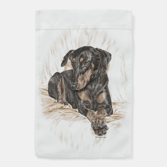 Doberman Dog Natural Ears Garden Flag (Back)