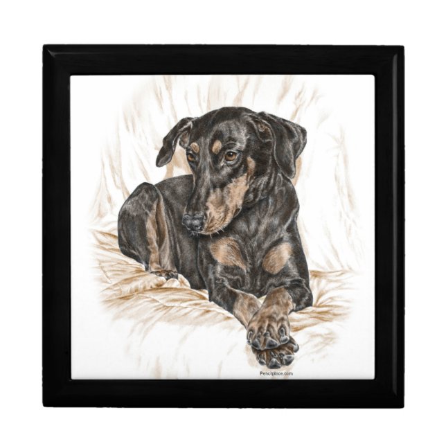 Doberman Dog Natural Ears Gift Box (Front)