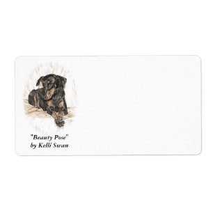 Doberman Dog Natural Ears Label