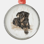 Doberman Dog Natural Ears Metal Ornament at Zazzle