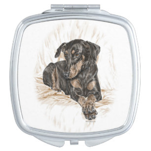 Doberman Dog Natural Ears Mirror For Makeup