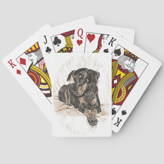 Doberman Dog Natural Ears Poker Cards (Back)