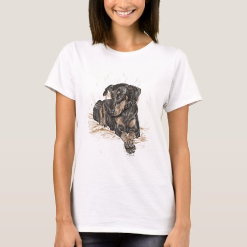 Doberman Dog Natural Ears T_Shirt