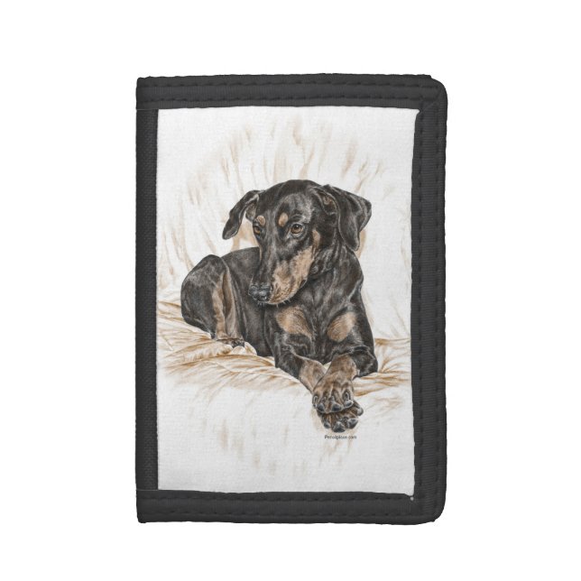 Doberman Dog Natural Ears Tri-fold Wallet (Front Vertical)