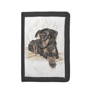 Doberman Dog Natural Ears Trifold Wallet