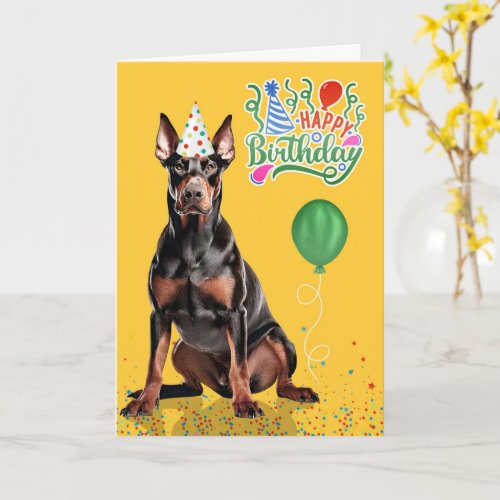 Doberman Dog Party Hat Yellow Birthday