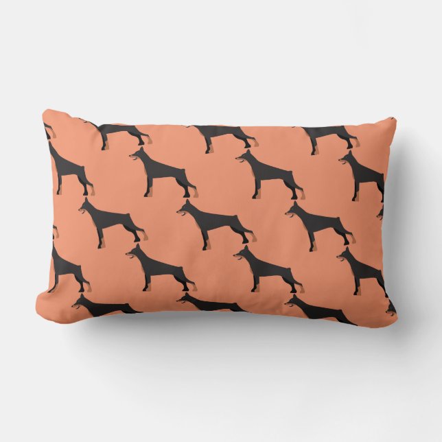 Doberman Dog Pattern,  Throw Pillow Lumbar 13x21 (Front)