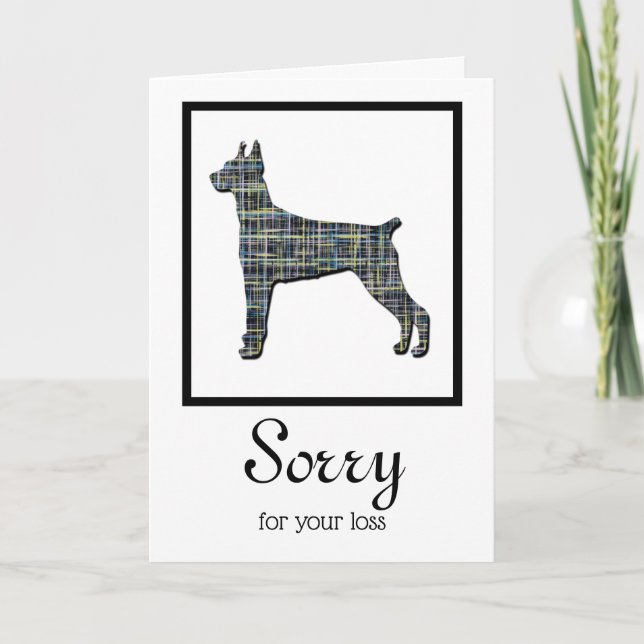 Doberman Dog Silhouette Pet Sympathy Card (Front)