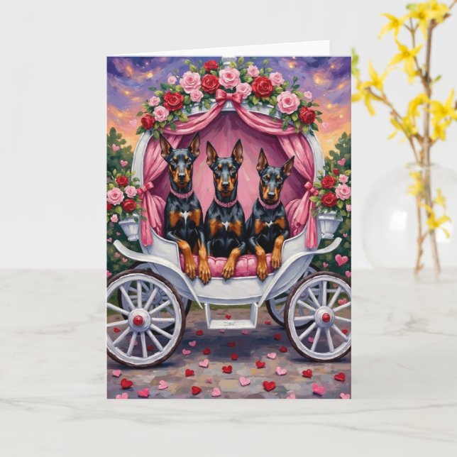 Doberman Dog Valentine's Day  Card (Yellow Flower)