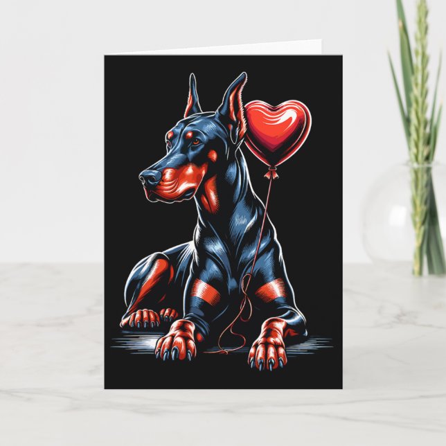 Doberman Dog Valentine's Day Dog Owner Valentine  Card (Front)