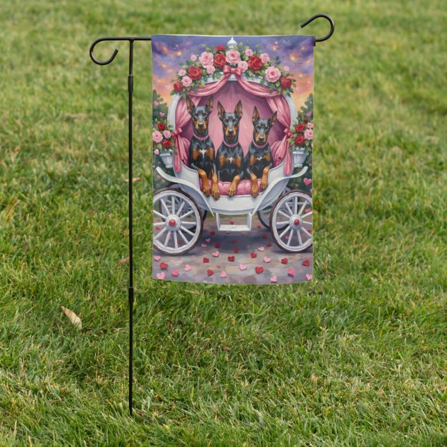 Doberman Dog Valentine's Day  Garden Flag (In SItu)