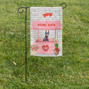 Doberman Dog Valentine's Day Kissing Booth Garden Flag