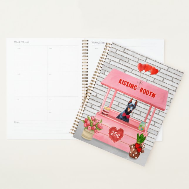 Doberman Dog Valentine's Day Kissing Booth Planner (Display)