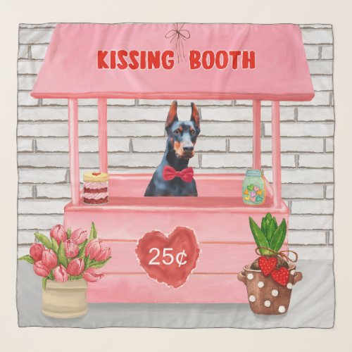 Doberman Dog Valentines Day Kissing Booth Scarf